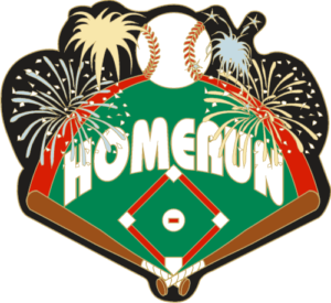 1.25" Firework Homerun Baseball Pin-2972