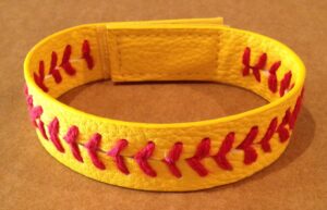 Softball Stitch Leather Bracelet-3111