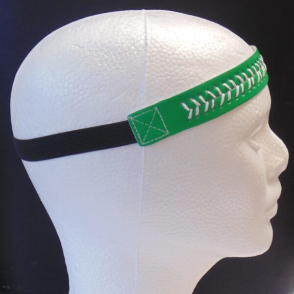 Leather Headband- Green w/White Stitches-3160